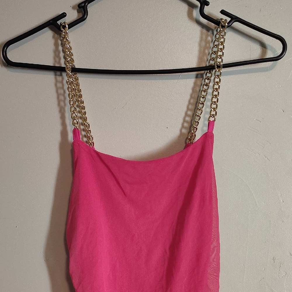 Almost Famous Pink Camisole with Gold Chain Straps